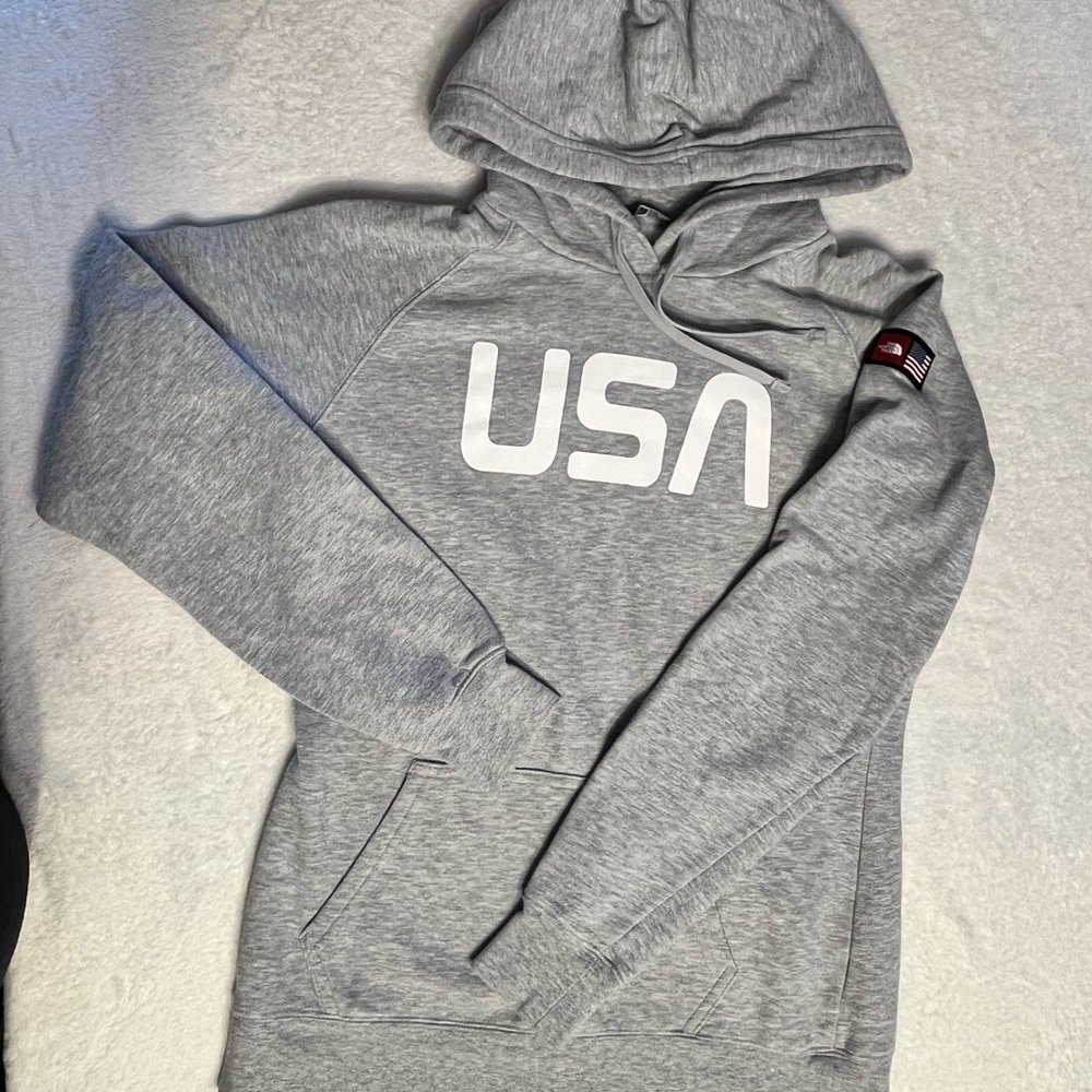 The North Face USA Hoodie Gray American Flag Women’s Small